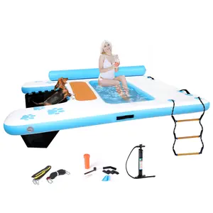 Inflatable Floating Dock, Air Dock Platform,Island Raft Mat, Swim Platform, Floating Island Raft – Thick & Extra‑Wide Non‑Slip Floating Platform with Portable Carry Bag