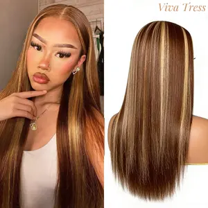 Silk Pre-cut Lace Wig Straight Hair 4/27 Highlight 13x6 Lace Wig Preplucked Natural Hairline Human Hair Wigs Glueless Wear