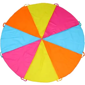 6ft Rainbow Parachute, Play Parachute Toy for Kids, Parachute with Handles Indoor & Outdoor Play Equipment