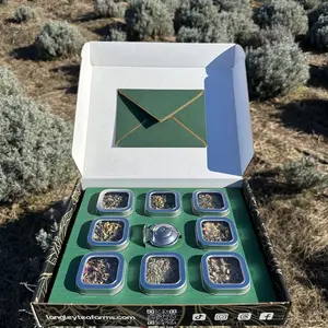 8 Different Blends of Loose Leaf  Herbal Tea Packaged in Gift Box with Engraved Stainless Steel Infuser