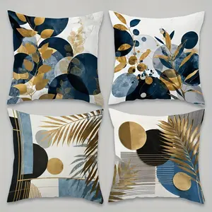 4pcs, Geometric Themed Throw Pillow Covers, Bohemia Abstract Lines and Shapes Pattern Design, Home Spring Décor Products, Suitable Living Room, Bedroom, Sofa and Bed Decoration, 2D Flat, Single Sided Printing, No Pillow Core