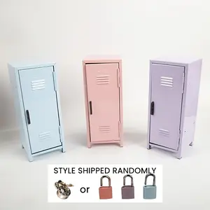 This compact metal locker with key lock | Purple, pink and light blue mini safe Security safe box is designed for desks, bedrooms and home offices, suitable for storing cash, jewelry and small items for privacy and security