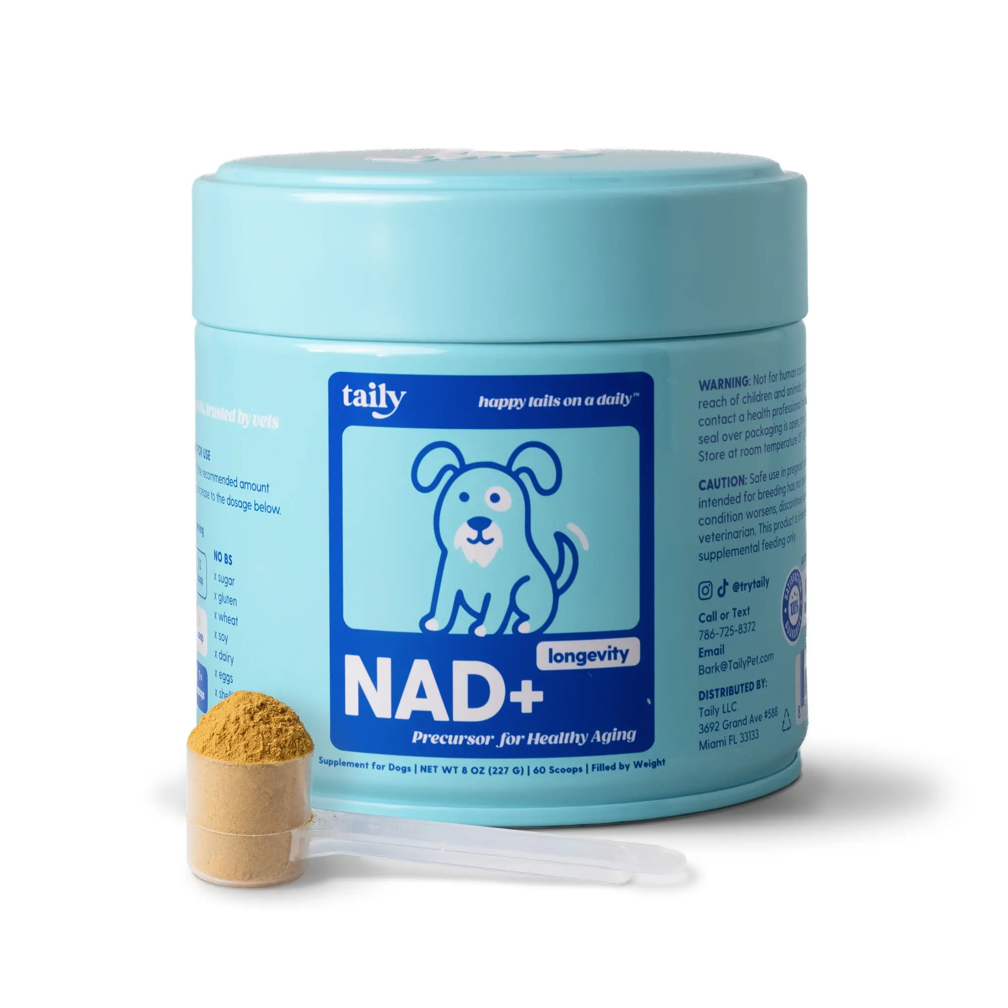 Taily NAD+ Longevity Powder for Dogs — NMN, NR, Quercetin, Resveratrol — Supports Healthy Aging, Cellular Energy, Cognitive Health & Natural Vitality — Premium Canine Longevity Supplement
