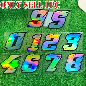Laser Effect Arabic Number Sticker, 0123456789 Waterproof Vinyl Decal, Suitable for Motorcycle Front Fairing, Helmet, Fuel Tank, Scooter Body, Car Windows, Sticker for Cars