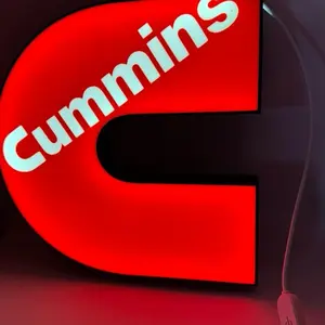 Cummins Red Light Up LED Sign - Illuminated Logo Display Lighting Modes Adjustable