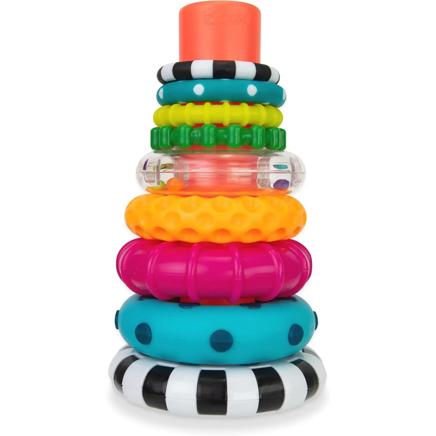Sassy Stacks of Circles Stacking Ring STEM Learning Toy, Age 6+ Months, Multi, 9 Piece Set