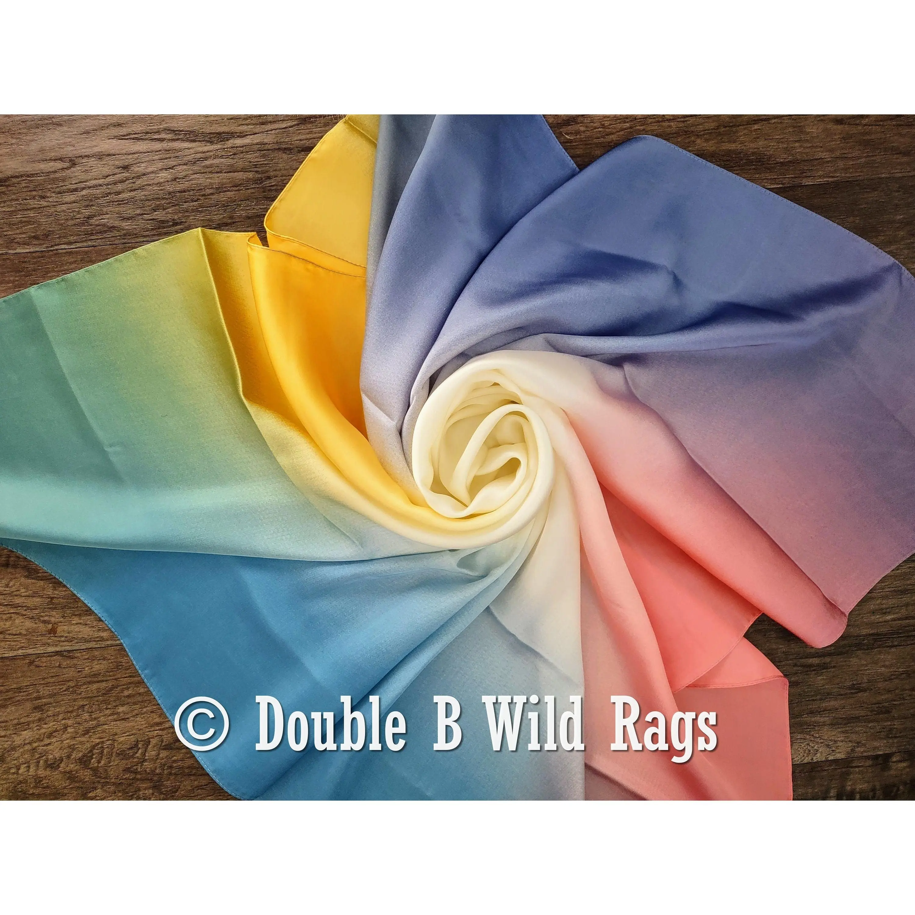 BARGAIN WILD RAG Ombre Blue Pink Yellow and Purple by Double B Wild Rags Bandana Western Neck Scarf Neckerchief