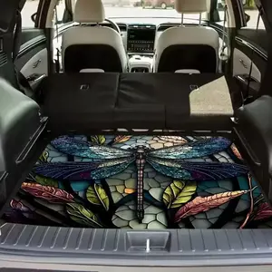 Car Trunk Mat Plush Velvet Cargo Liner Non Slip Water Resistant Easy Clean Vintage Style Absorbent Durable for SUV Truck Vehicle Interior Accessories