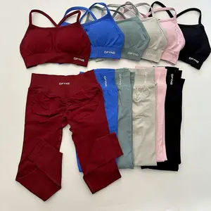 DFYNE 2-PIECE SET Impact Cross Back Sports Bra & Long Pants, Women's Fitness Activewear - Comfort Support, High-Quality Materials for Intense Workouts