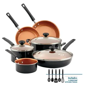 Easy Clean Pro Ceramic Nonstick Pots and Pans Set - 14 Piece Set, Black Cookware Induction