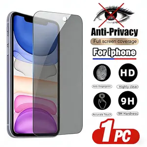 Full Cover Privacy Screen Protector for iPhone 16/15/14 Series Scratch-Resistant Ultra-Smooth Touch Fingerprint Resistant Bubble-Free Installation 9H Hardness Anti-Privacy Full Screen Coverage HD Clear Kit outdoorfun