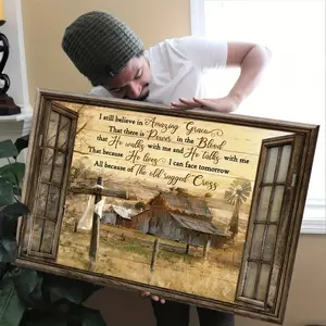 1pc Old Barn Painting, Rustic Christian Wall Art, I Still Believe Amazing Grace Wall Art for Bedroom Decoration, Living Room, Dining Room, Kitchen, Office, Home Decor, Ready to Hang