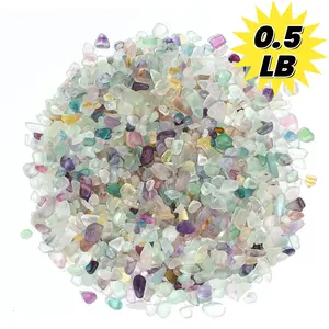 0.5 Lb Tumbled Chips Stones, Crushed Colorful Gravels, Irregular Shaped Natural Rock Pebbles, DIY Polished Rocks for Potted Plants & Bonsai