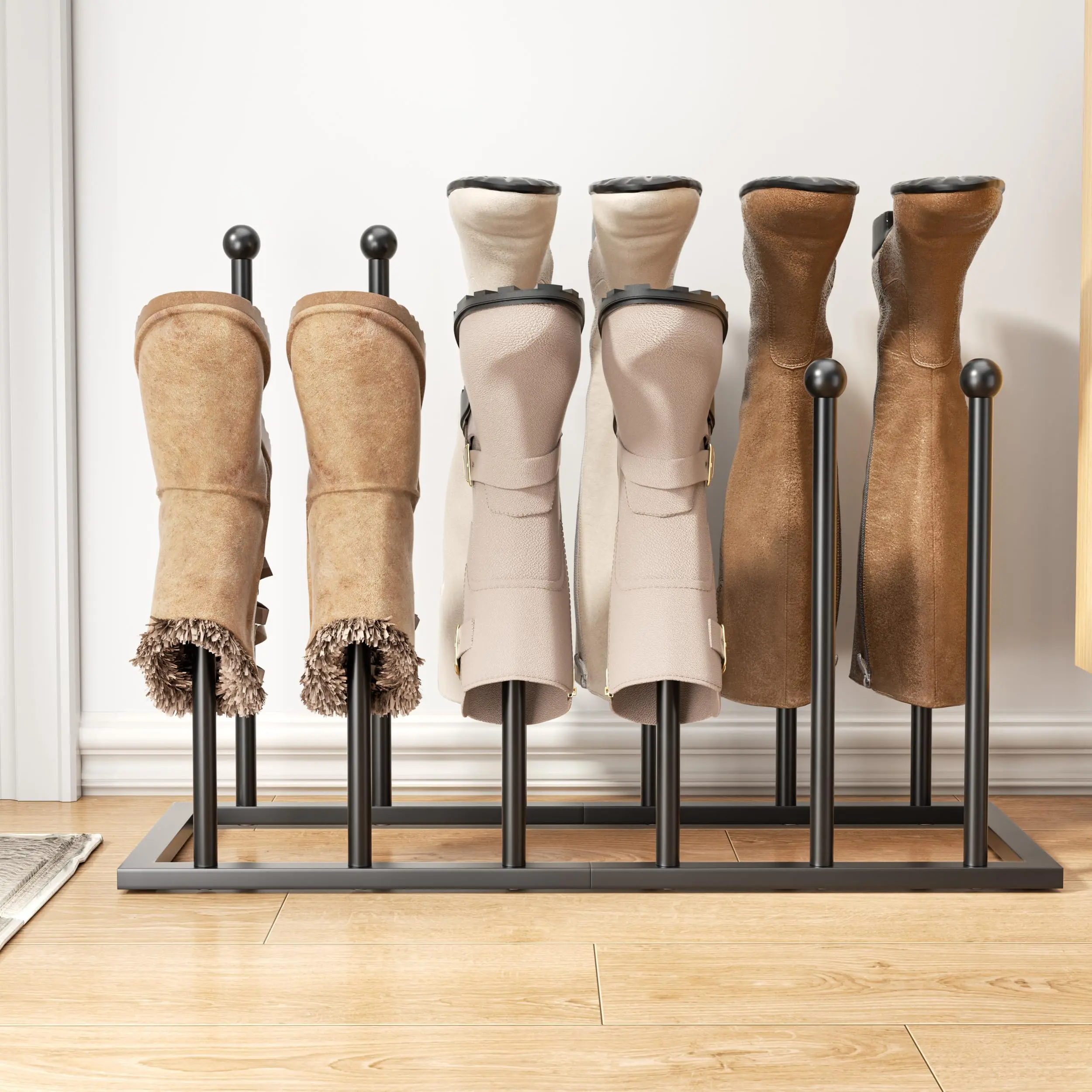 Shoe Storage Suitable For 6 Pairs, Black Metal Boot Rack, Free Standing Shoe Rack For Dormitories, Closets, Entrances, Bedrooms, Terraces Outdoors, Hallways