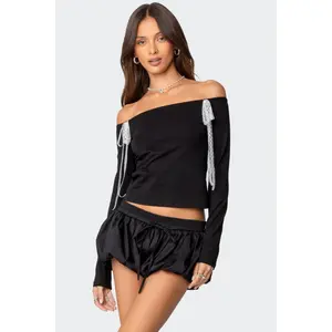 Lace Bow Off Shoulder Top