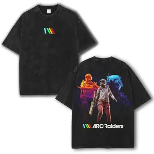 ARC Raiders Fan Art Gamer Extraction Shooter Vintage Washed Oversize Unisex Tee, unisex heavyweight cotton t-shirt washed Casual Menswear