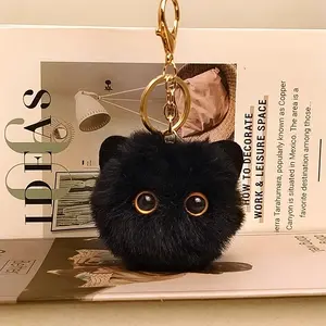Handmade Plush Cat Keychain, Mountain Design, Cute Backpack Decoration, Girls' Heart Charm, Soft Toy Accessory