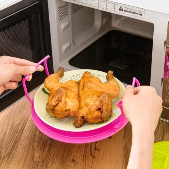 Multi Function Microwave Layerd Steaming Rack for Efficient Cooking and Reheating of Two Dishes at the Same Time - Kitchen