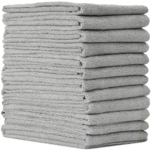 VIKING Microfiber Towel 12 Pack, Utility Car Drying Towels, Premium, Super Absorbent, Grey, 24 Inch x 24 Inch