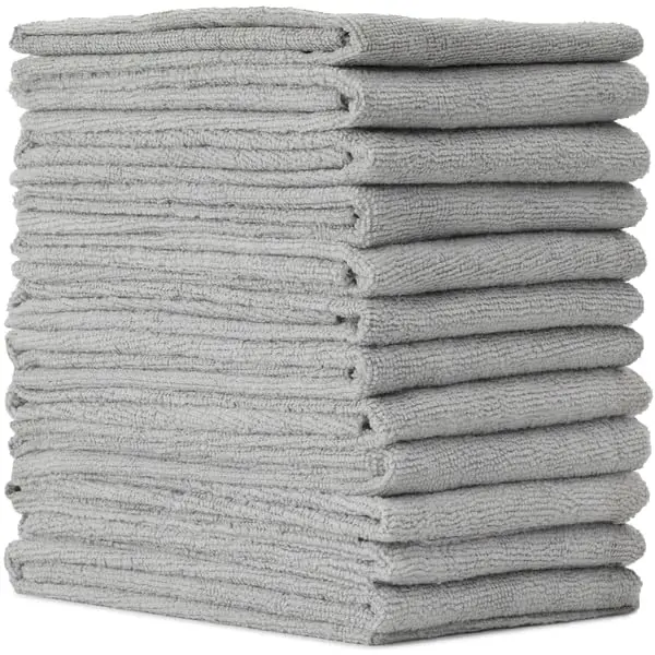 VIKING Microfiber Towel 12 Pack, Utility Car Drying Towels, Premium, Super Absorbent, Grey, 24 Inch x 24 Inch