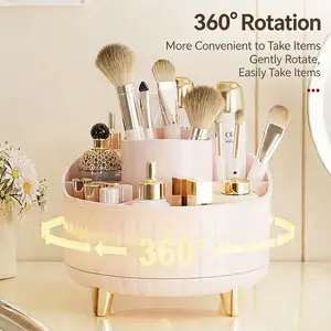 Rotating Makeup Storage Box, 360° Rotatable Large Capacity Skincare Organizer, Desktop Neat Storage Solution, Essential Beauty Accessory