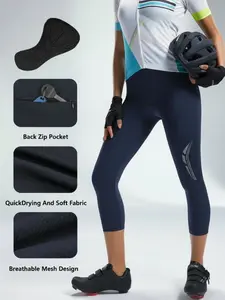 Women's High-Waisted 4D Thick Cycling Shorts, Active Shorts, 3/4 Running Tight Fit Pants, Zipper Pockets, Comfortable and Stylish Bike Wear