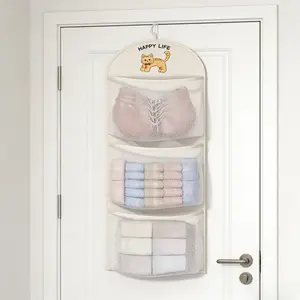 Three-Tier Hanging Underwear, Socks, and Bra Mesh Storage Bag - Suitable for Dormitory and Home Wall-Mounted Organizer with Transparent Pocket Design | Multi-Layer Organizer for Clothes Organization(1 pcs)