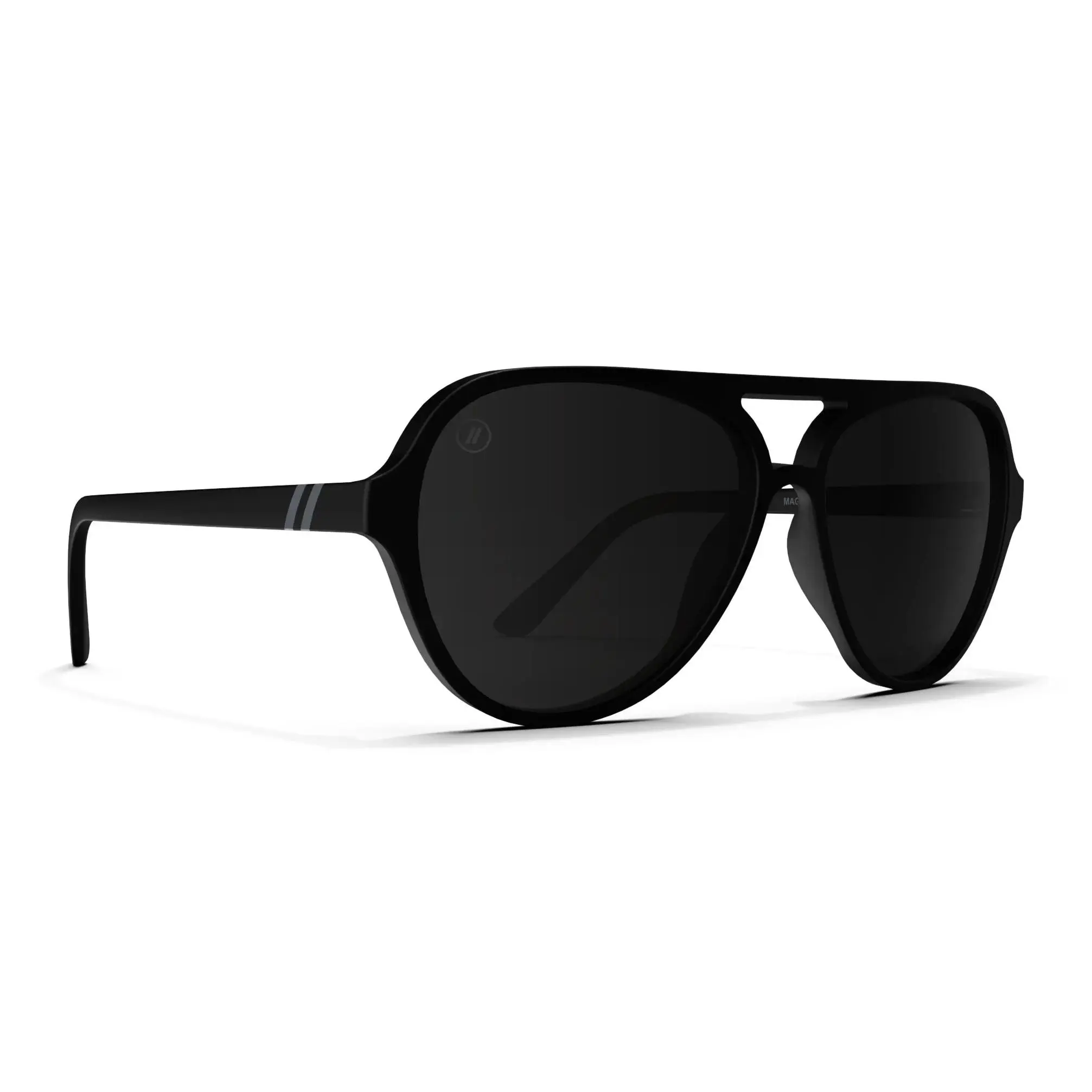 Blenders Eyewear Magic Roy Gradient Skyway Polarized Aviator Sunglasses Matte Black Frame Wrap Around Design 100% UV Protection Unisex Style
