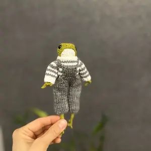 Viral Crochet Frog Plush Doll Cozy Outfit Cute Gift Idea