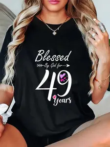 100% Cotton 49th Birthday Tee Gift and Blessed for 49 Years Birthday T-Shirt