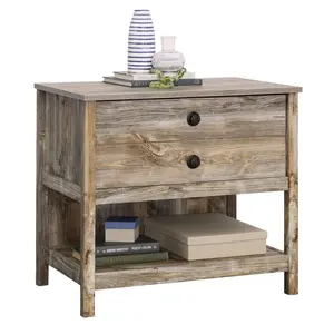 Granite Trace Lateral File Cabinet - Warm Brown Rustic Style with Full Extension Drawers & Open Shelf for Home Office or Living Space Organization