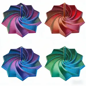 3D Printed Expanded Sensory Fidget Star with Easy Grip Handle Whirling Spiral Hexagon Honeycomb Fractal Spinner Satisfying Sight Sound Auditory Tactile Stim Stress Relief Decompression Toy for All Ages Adults Office Modern Flexible Gift