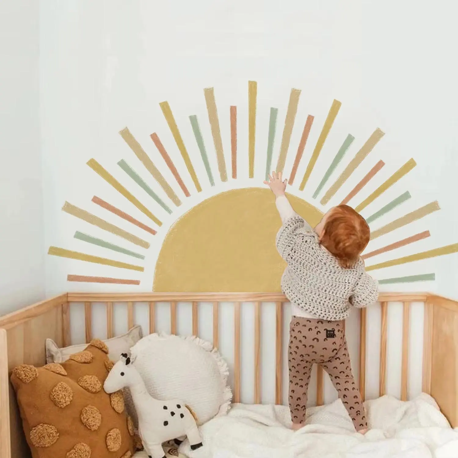 3D Boho Sun Wall Sticker for Kids Room Self Adhesive Living Room Bedroom Boho Design Wall Art Decal Does not apply Decor Decorative