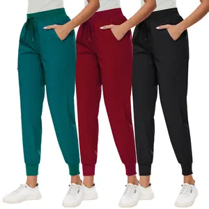 COZYFIT Women's 3 Pack Scrub Pants - Soft Stretch Yoga Style with 5 Pockets, Slim Fit Jogger Scrubs Pants for Women