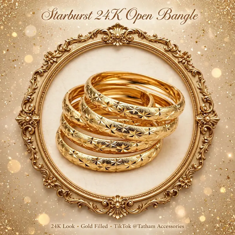 Starburst 24k Open Bangle  1pc