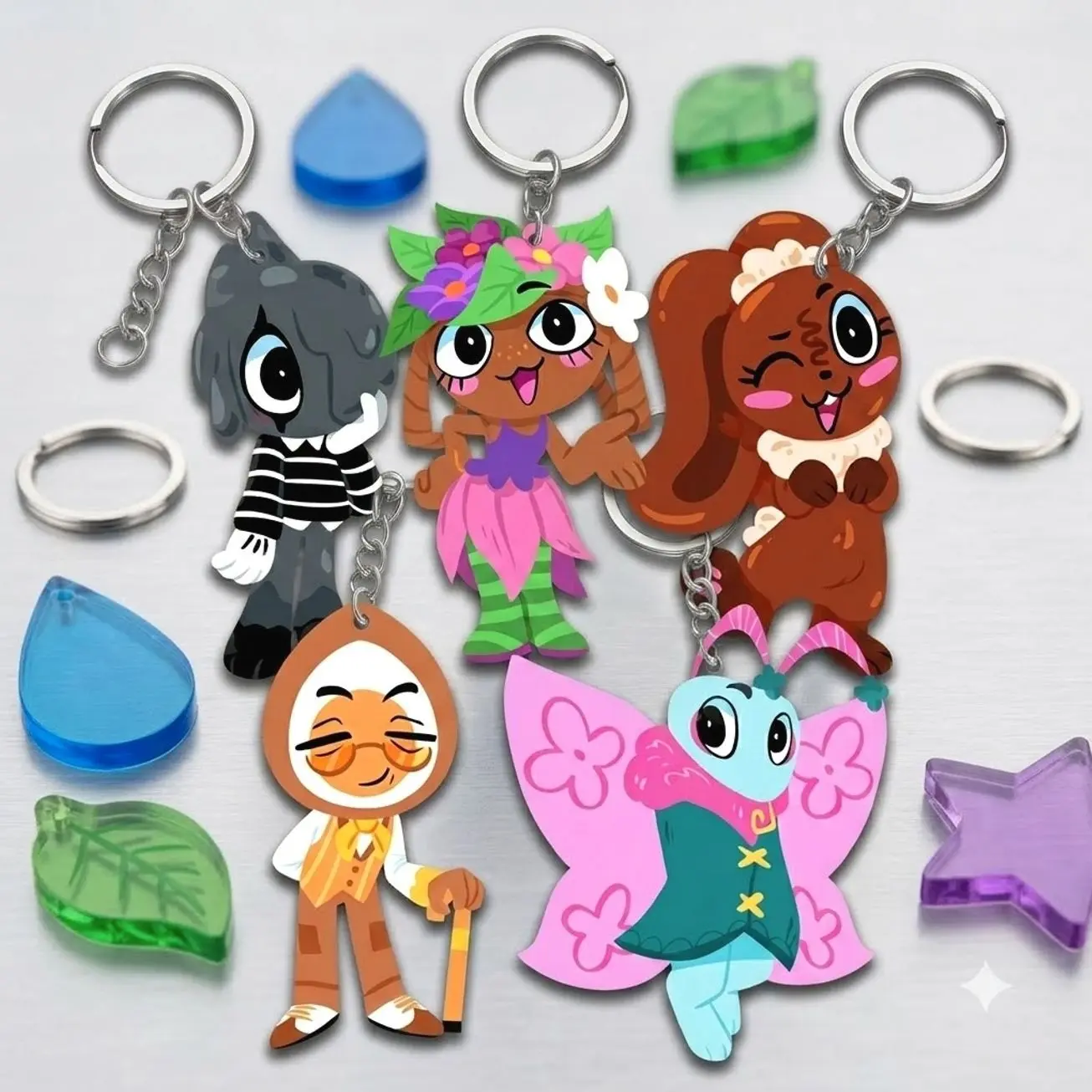 Dandy's World Toon Acrylic Keychain, Blot Bassie Cocao Eggson Flyte Character Bag Charm, Cute Backpack Keyring Gift