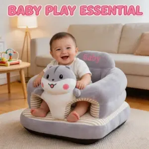 Must-Have Gray Striped Plush Lounge Chair, Soft Padded Cartoon Floor Seat, Lightweight Portable Sofa, Trendy Decor for Home Spaces