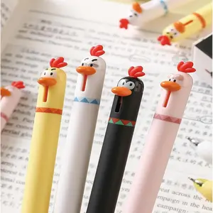 4 Pcs Cute Gel Pens Cartoon Chick Retractable Pens 0.5mm Black Ink Writing Pen Kawaii Funny Chicken Pen for Girls Boys Women Men Office School Supplies, Rollerball Pen Set (4Pcs Chick)