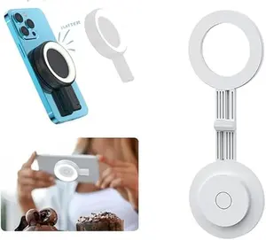 【2-in-1】 Portable Magnetic Phone Selfie Light and Stand, 3 Modes Color LED Fill Light，Ring Light Included Sticky Ring, for iPhone, iPad,for Makeup, TikTok, Selfie, Vlog Color (White)