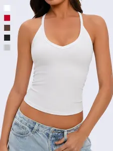 WIETRY Womens   V-Neck   Tops for Women 2026 Slim Fitted Soft Camisole Basic Layering Shirts /W12