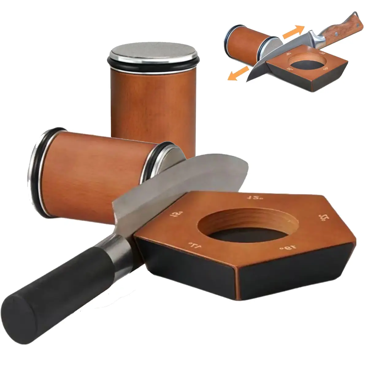 Manual Rolling Knife Sharpener Kit Kitchen Family Home Set: Premium Manual Knife Sharpener - 1 Set of Stainless Steel Knives Sharpener with Accessory