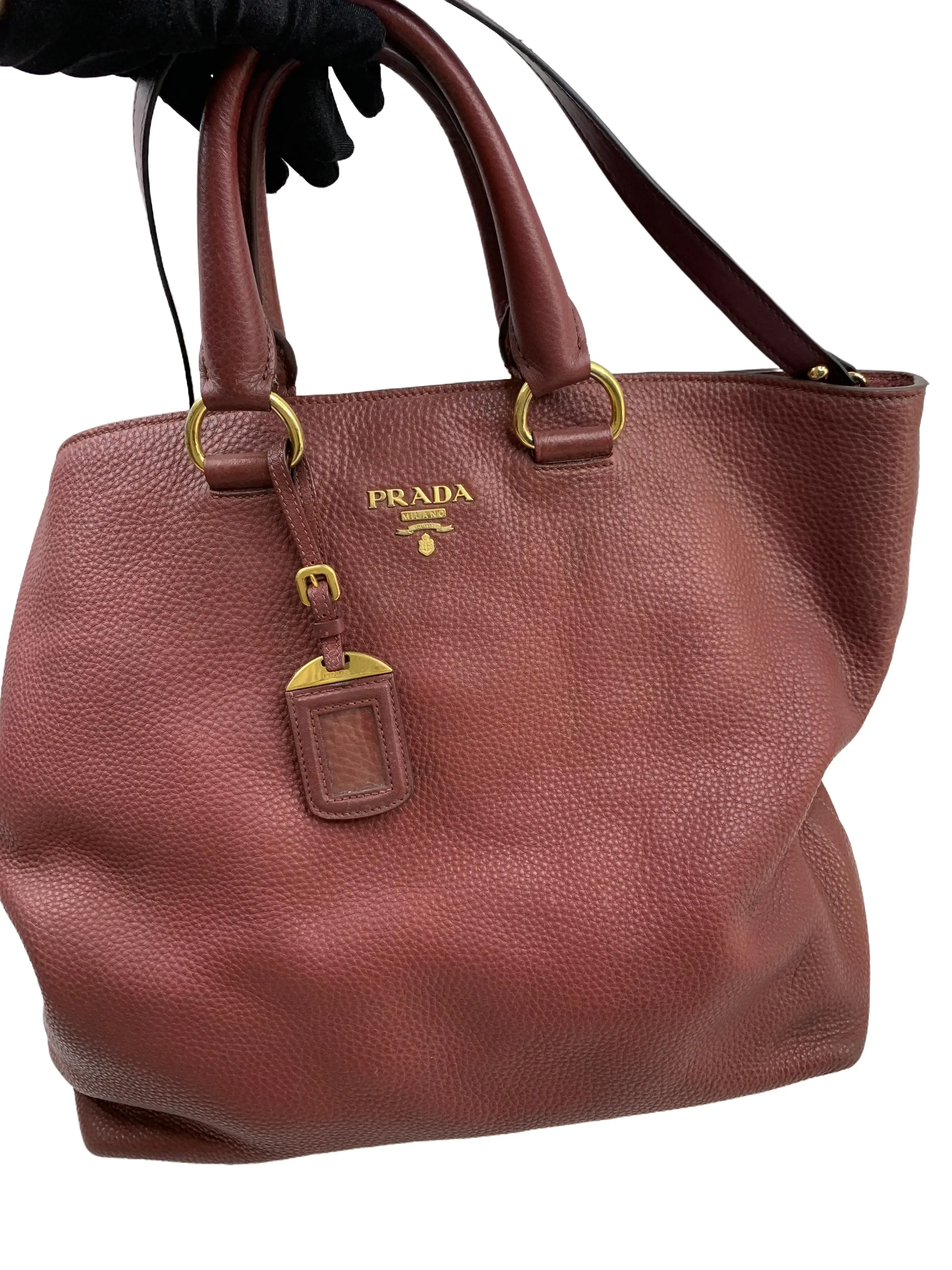 Pre-owned PRADA Burgundy Grain Leather Tote Bag /ee03614003/4003