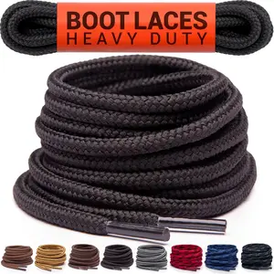 Miscly Round Boot Laces [1 Pair] Heavy Duty and Durable Shoelaces for Boots, Work Boots & Hiking Shoes