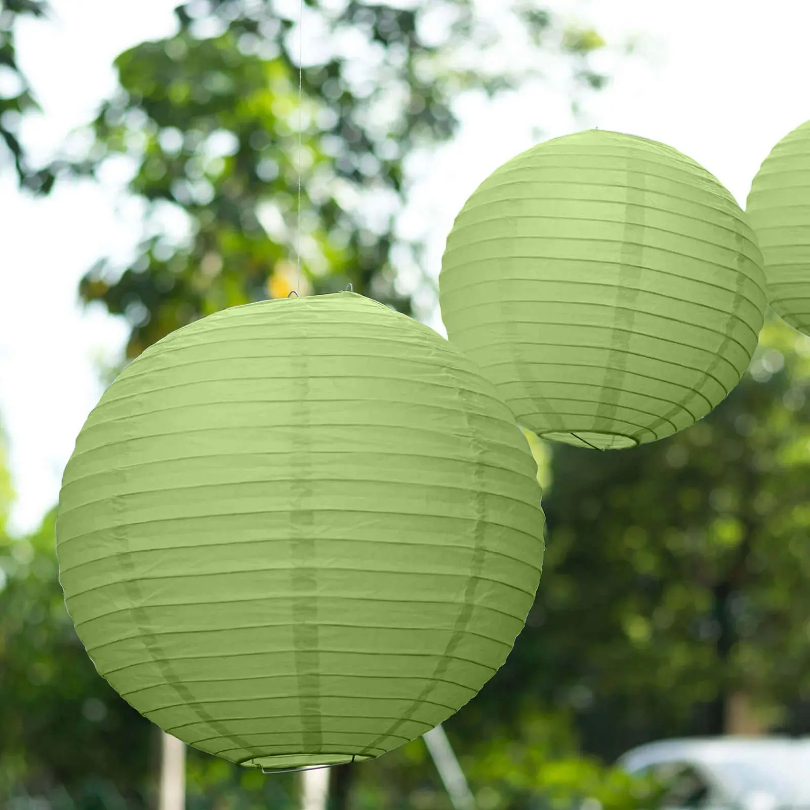 Sage Green Hanging Paper Lanterns Set (8 Pieces, Assorted Sizes: 6in, 8in, 10in, 14in) - Round Decorative Chinese Lanterns for Party Supplies