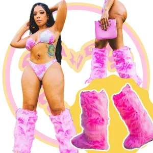PLAYGEAR FURgalicous Boots - Soft Pink Fur & Hard Bottoms - Limited Edition All Seasons Unisex Footwear for Women & Men - Versatile Walking Shoes