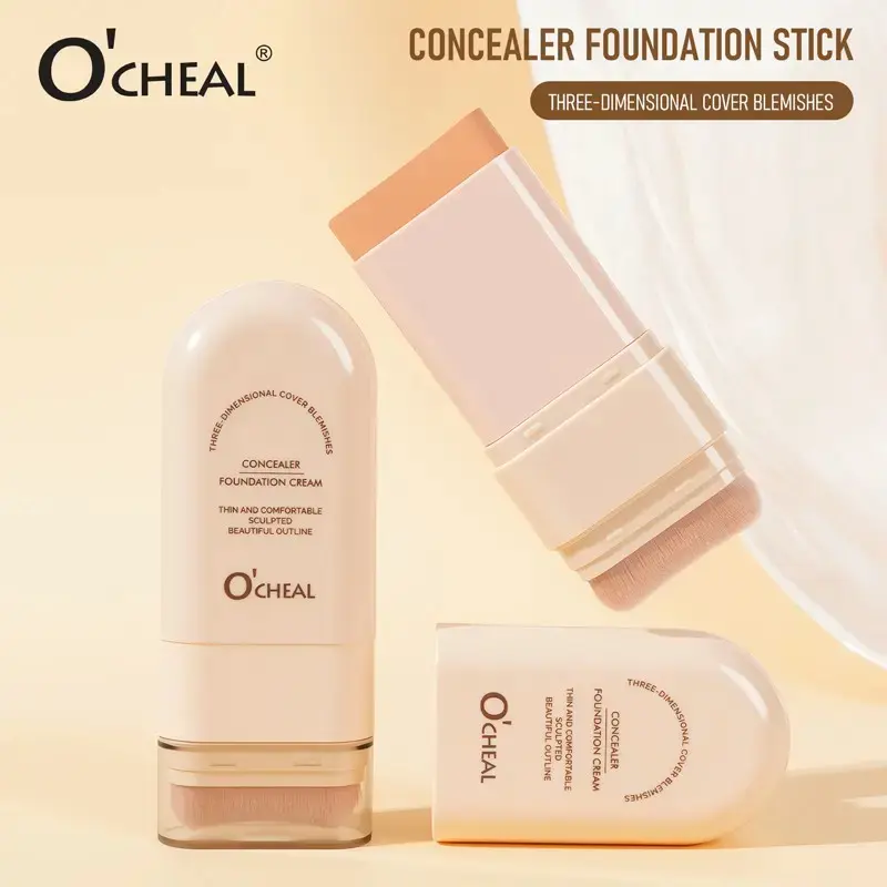 2-in-1 Matte Concealer Foundation Stick with Brush - Long-Lasting, Waterproof, Sweat-Proof, Compact & Portable, 8 Colors, Covers Dark Circles & Blemishes (Beauty & Personal Care Makeup) forever king low less is more