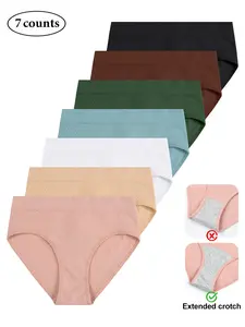 7-Pack Women's Seamless Triangle Briefs, Panties, Underwear, Plain Cheeky Knickers, Basic, Natural Waist, Slim-Fitting, Breathable, Comfortable, Everyday, All Seasons