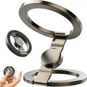 2PCS Double-Sided Magnetic Fidget Spinner Phone Ring Stand - Heavy Duty Zinc Alloy Kickstand for Gym Mount & Desk, Includes 2 Extra Magnet Rings for All Phones(Gray + Gold)