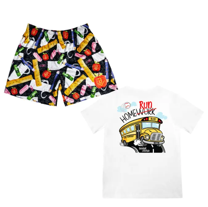 Baseball Lifestyle 101 Homerun Bus Tee & Shorts , Youth & Adult size