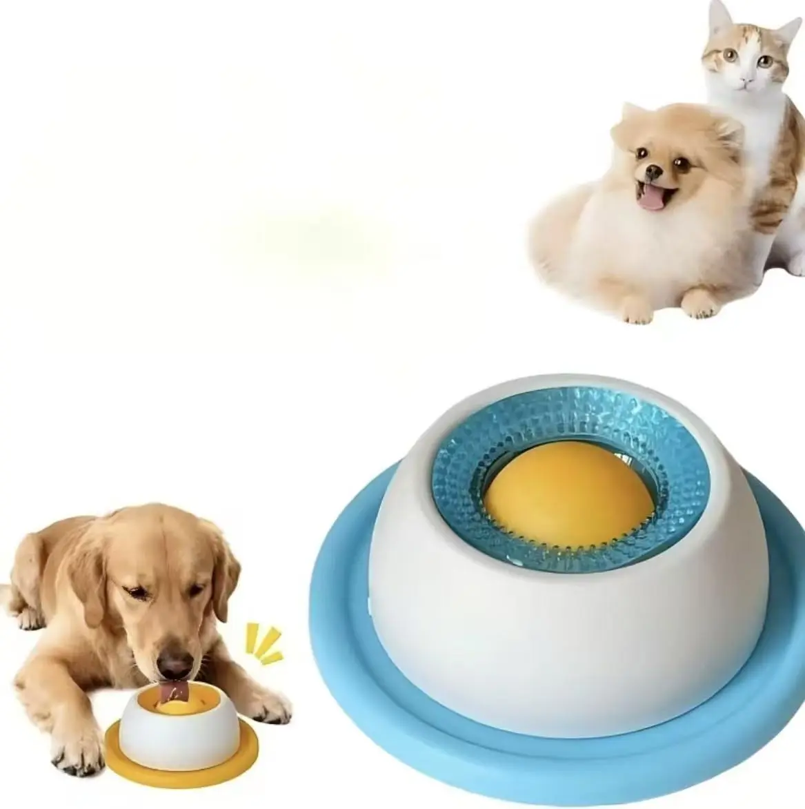 Plastic Dog Chew/Bone Toy - Calming Anti-Anxiety Interactive Slow Feeder, Durable Sensory Chew Interactive Toys, Non-Slip Base Snack Dispenser for Longer Treat Time & Puppy Dental Health